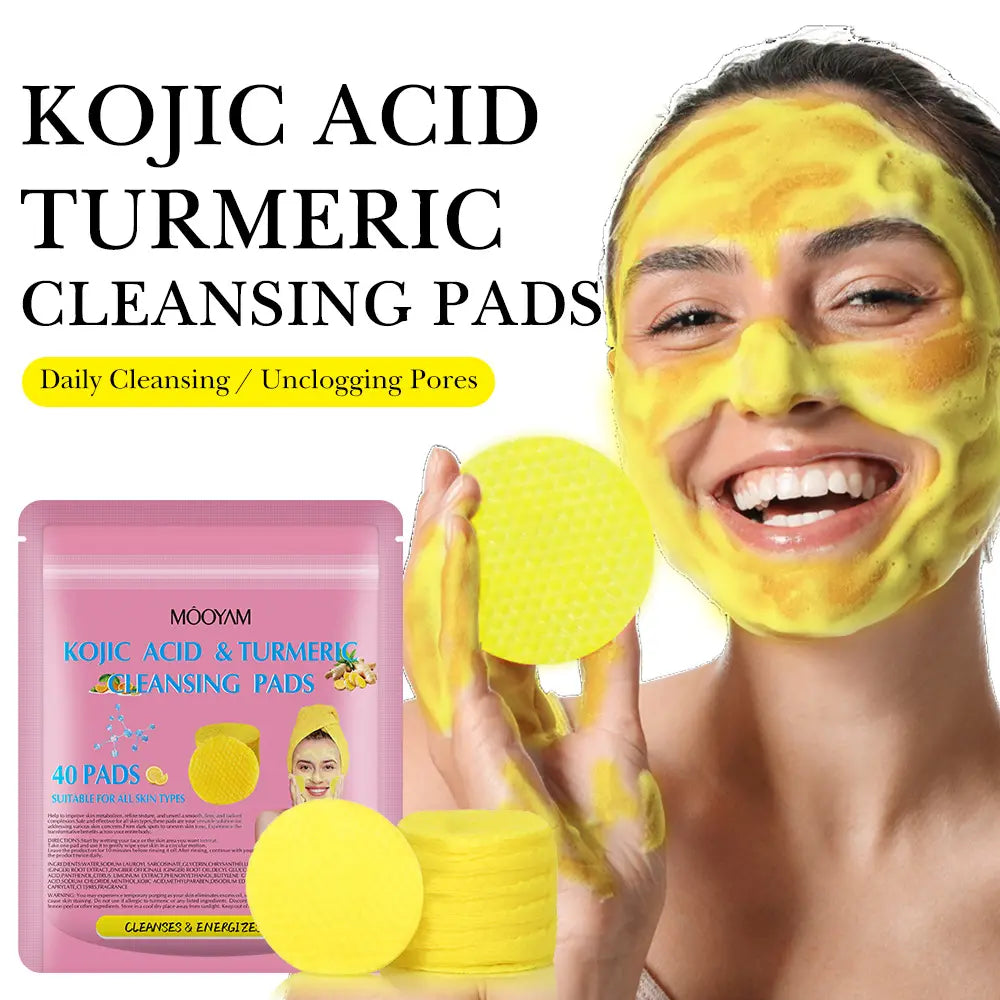 Turmeric Kojic Acid Lemon Deep Cleansing Pads Smoothing Natural Skin Care 40Pads/Bag (Pack of 2)