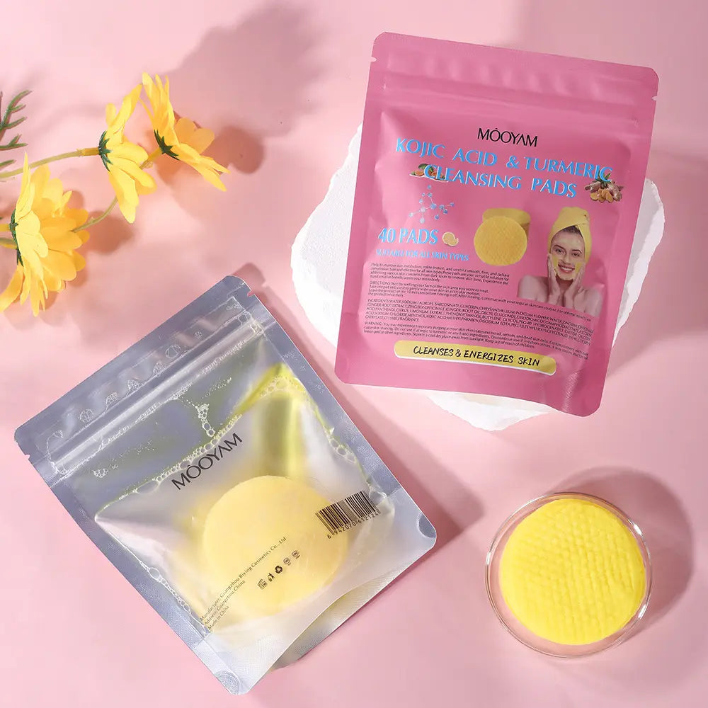 Turmeric Kojic Acid Lemon Deep Cleansing Pads Smoothing Natural Skin Care 40Pads/Bag (Pack of 2)