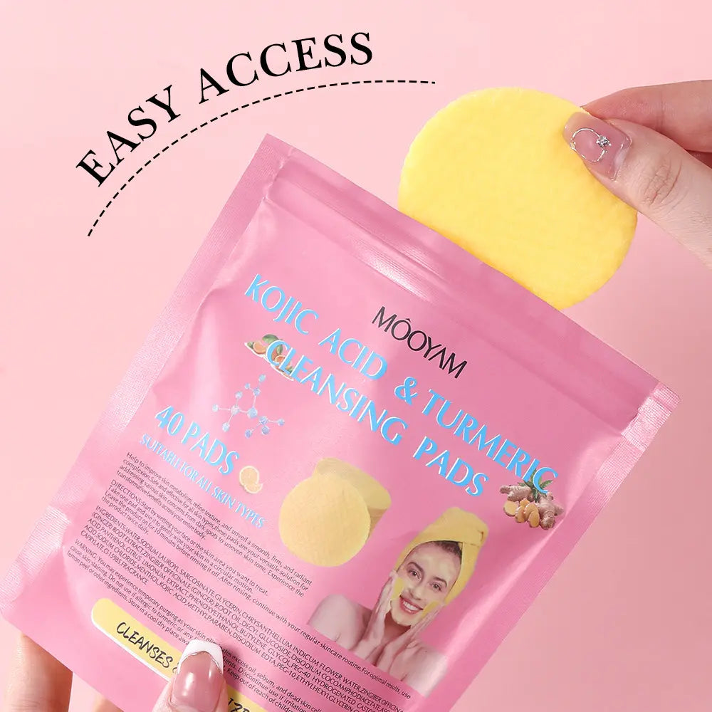 Turmeric Kojic Acid Lemon Deep Cleansing Pads Smoothing Natural Skin Care 40Pads/Bag (Pack of 2)