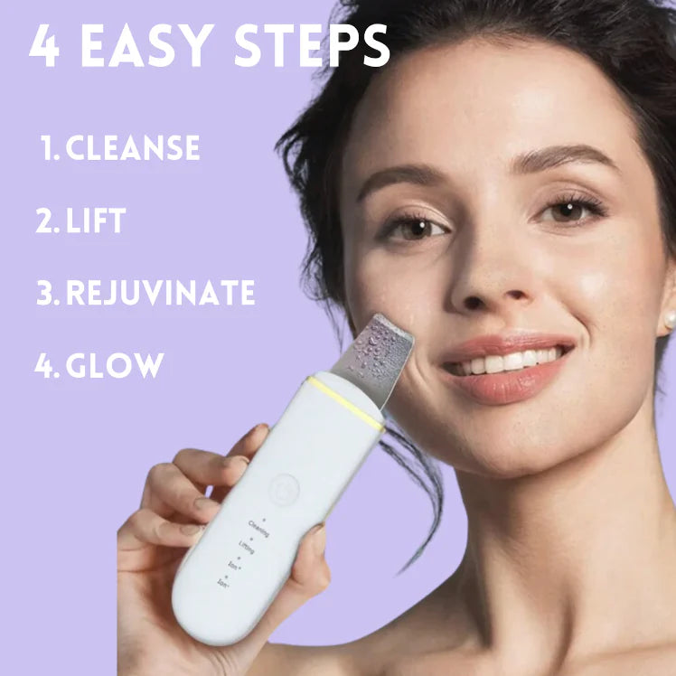 Skin Scrubber Face Spatula Skin Spatula Pore Cleaner Blackhead Remover Tools for Facial Deep Cleansing-4 Modes -White