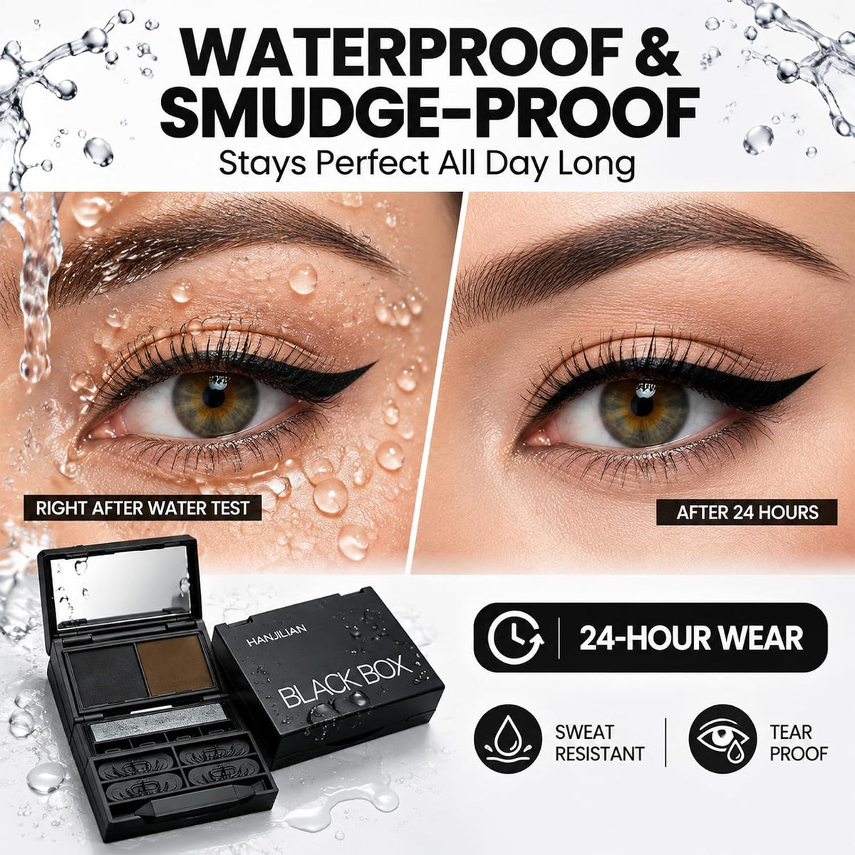 3-in-1 Eye Stamp Kit，Lower Lash & Eyeliner & Mole Mark, Black & Brown Ink
