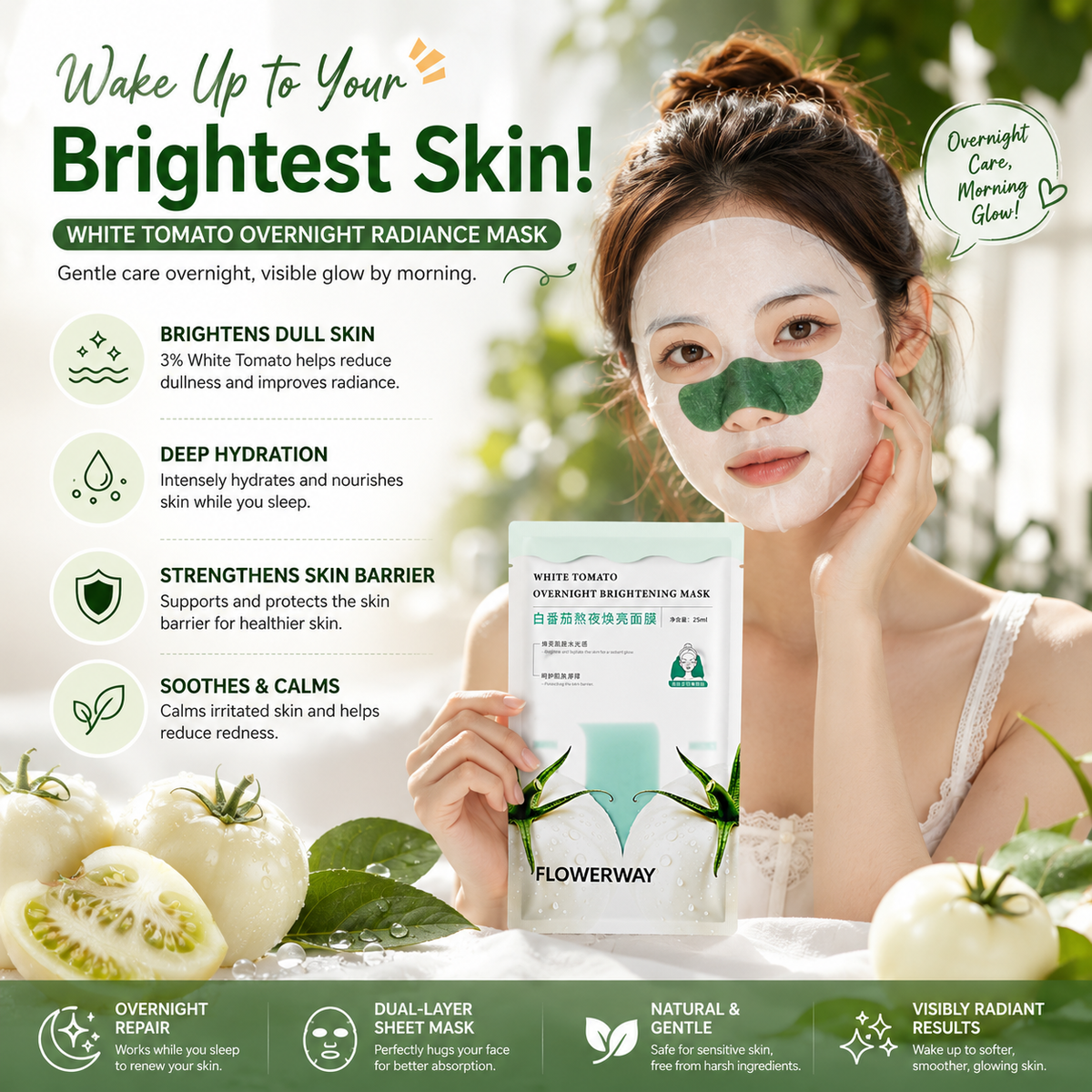 White Tomato Overnight Brightening Mask (Pack of 2)