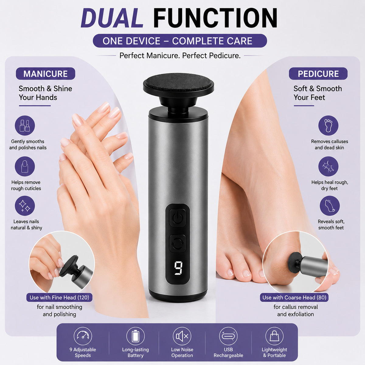 Upgraded Electric Foot Callus Remover for feet Rechargeable Pedicure Tools