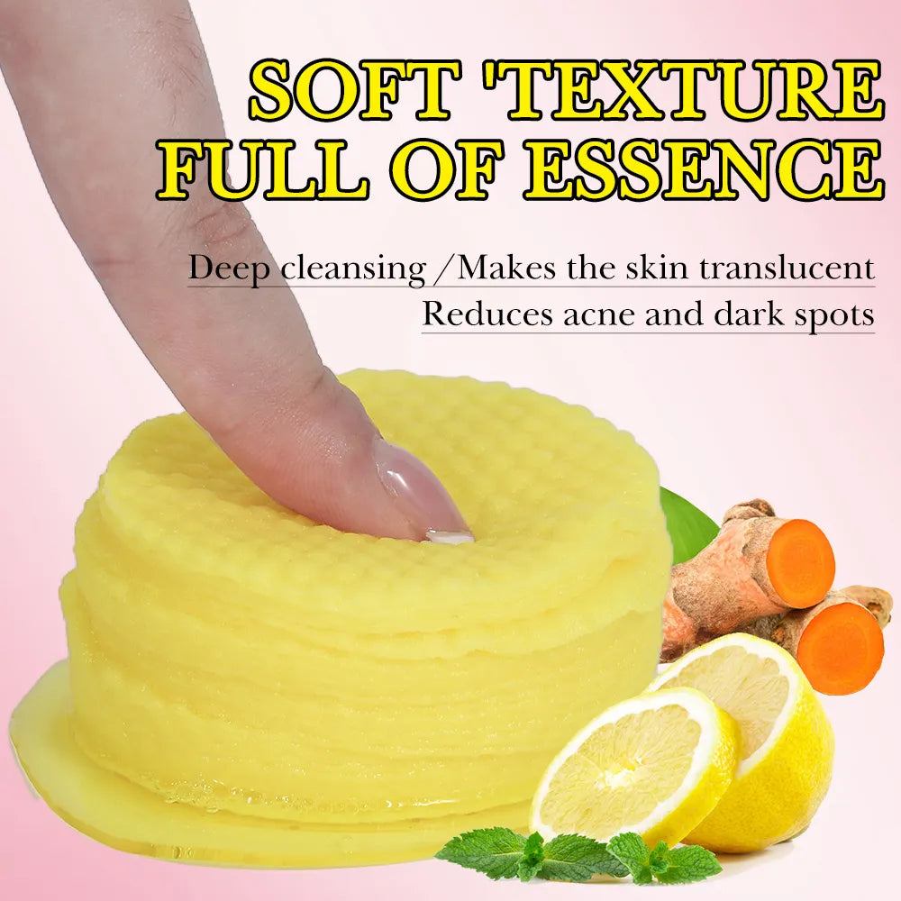 Turmeric Kojic Acid Lemon Deep Cleansing Pads Smoothing Natural Skin Care 40Pads/Bag