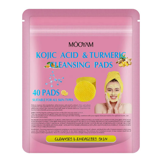 Turmeric Kojic Acid Lemon Deep Cleansing Pads Smoothing Natural Skin Care 40Pads/Bag (Pack of 2)