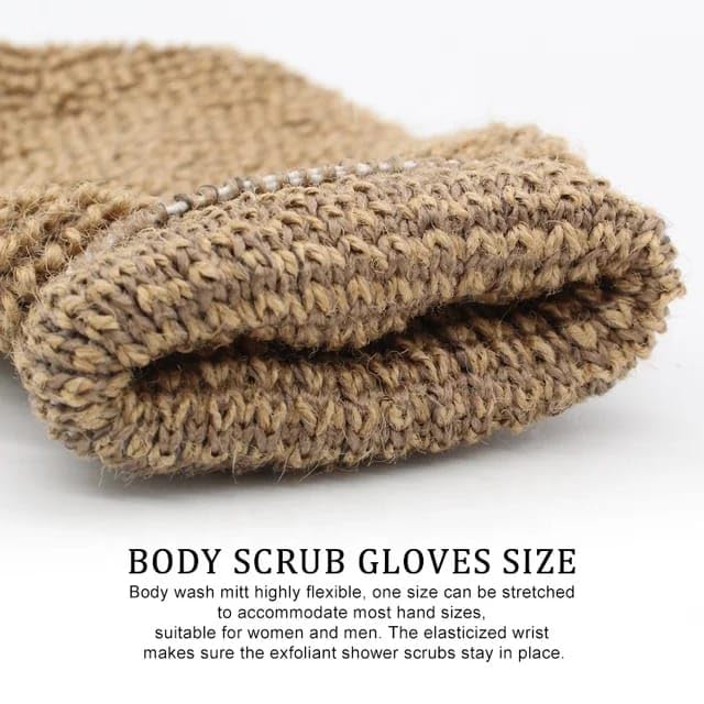 Eco Friendly Natural Hemp Exfoliating Bath Mitt Glove Jute Bath Sponge Scrubbing Hemp Glove