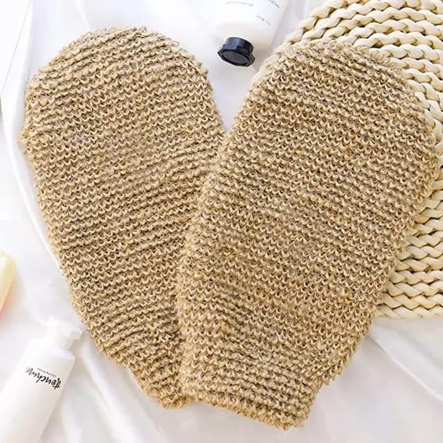 Eco Friendly Natural Hemp Exfoliating Bath Mitt Glove Jute Bath Sponge Scrubbing Hemp Glove