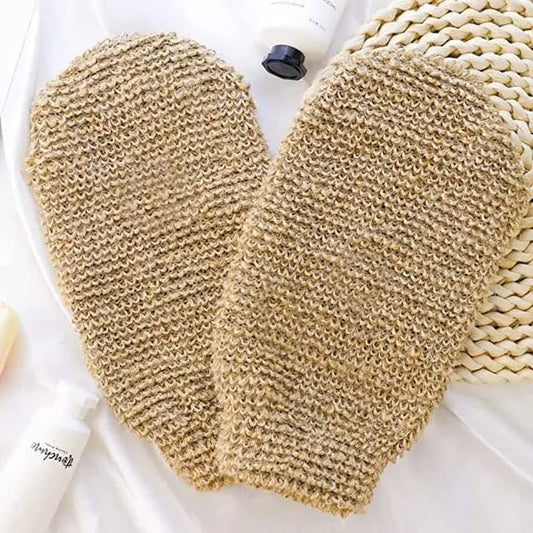 Eco Friendly Natural Hemp Exfoliating Bath Mitt Glove Jute Bath Sponge Scrubbing Hemp Glove