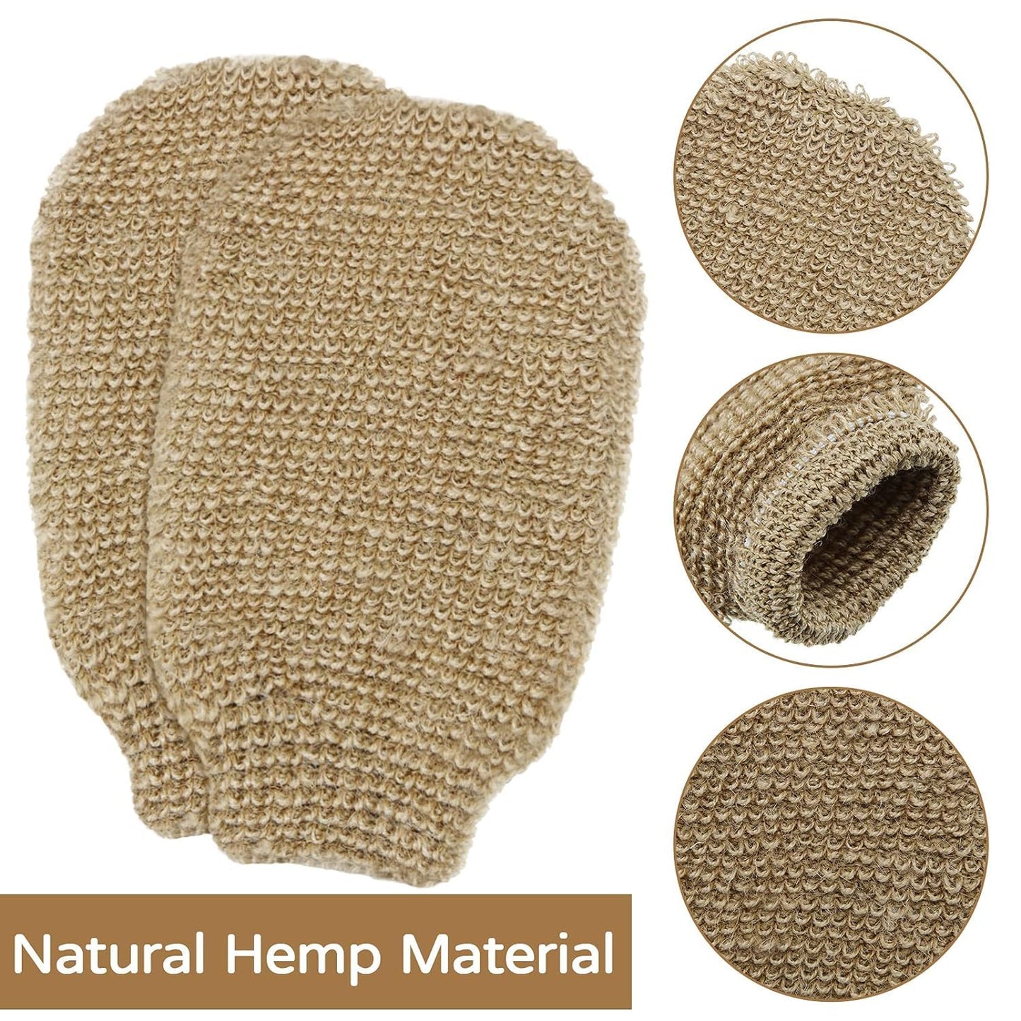 Eco Friendly Natural Hemp Exfoliating Bath Mitt Glove Jute Bath Sponge Scrubbing Hemp Glove